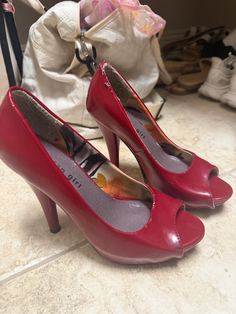 Madden Girl Red Peep-Toe High Heels